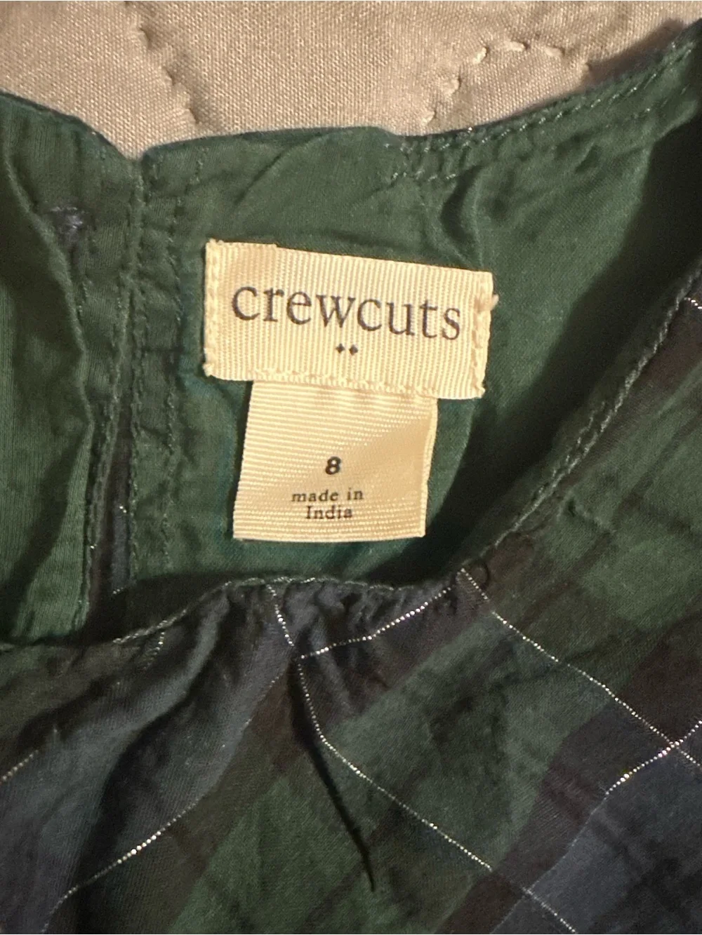 Crewcuts Green and Blue Plaid Tiered Ruffle Dress Size 8